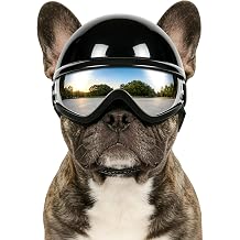 NAMSAN Dog Helmet for Small to Medium Dogs, Small Pet Helmets with Sunglasses Outdoors Cycling Riding, Dog Goggles Helmets with Ear Holes, Pet Photoshoot Prop for Outdoors Holiday Cosplay, Black