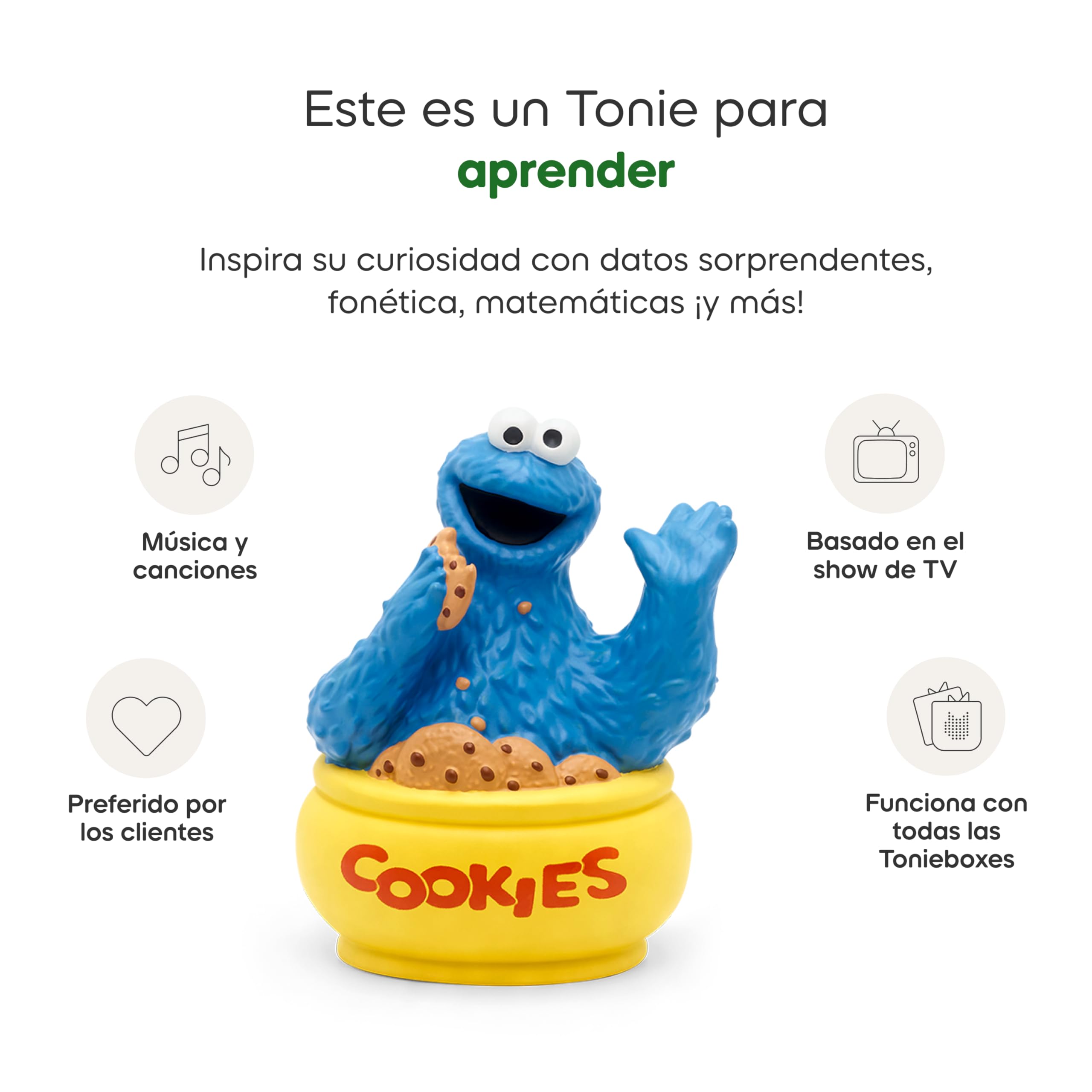 Tonies Cookie Monster Audio Toy Figurka z Ulicy Sezamkowej [hiszpański]