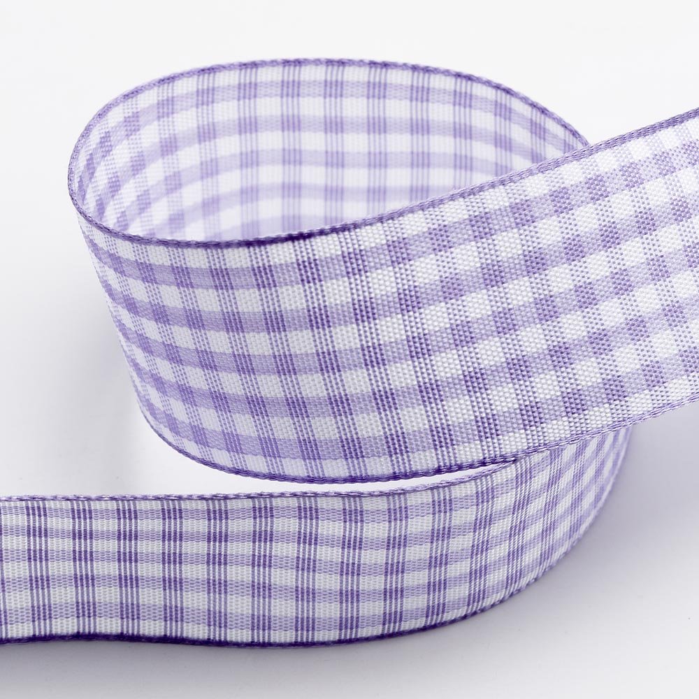 Italian Options Lilac Gingham Ribbon 25Mm X 10 Metres
