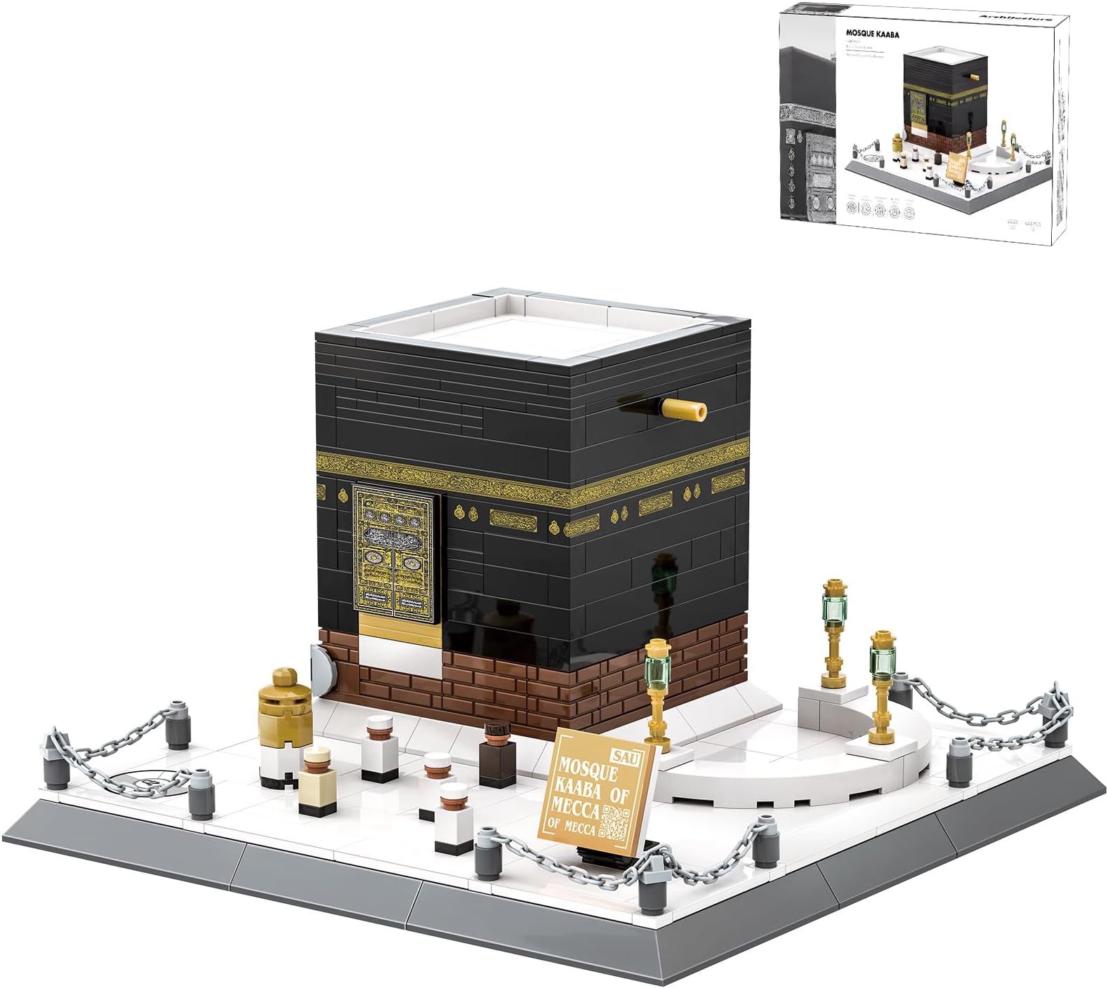 CAXIMSY Islamic Mosque Kaaba Architectural Model Building Block Sets Muslim Bricks Toy Hajj Kit Eid Gifts for Kids Adult 446 Pieces