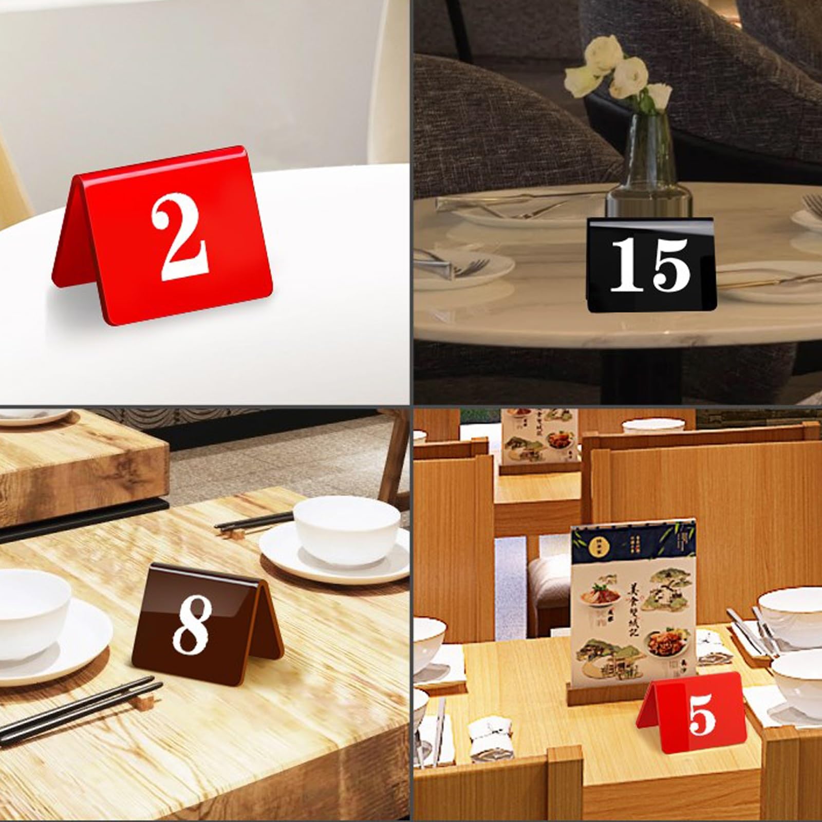 Stapelbare Tischnummern Platzkarten, Nummernschild Tischzelt Nummern für Restaurants, Cafés, Bars, Tischkartenhalter Doppelseitig Tischnummern-Teller, für Restaurants Bars Hochzeiten(Brown,1-30)