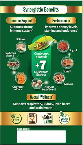 Miniatura 5 de LABO Nutrition Bioactive Organic Cordyceps Ultra - 8 Suplemento de hongos medicinales Cordyceps Reishi cola de Turquía Maitake Agaricus blazei