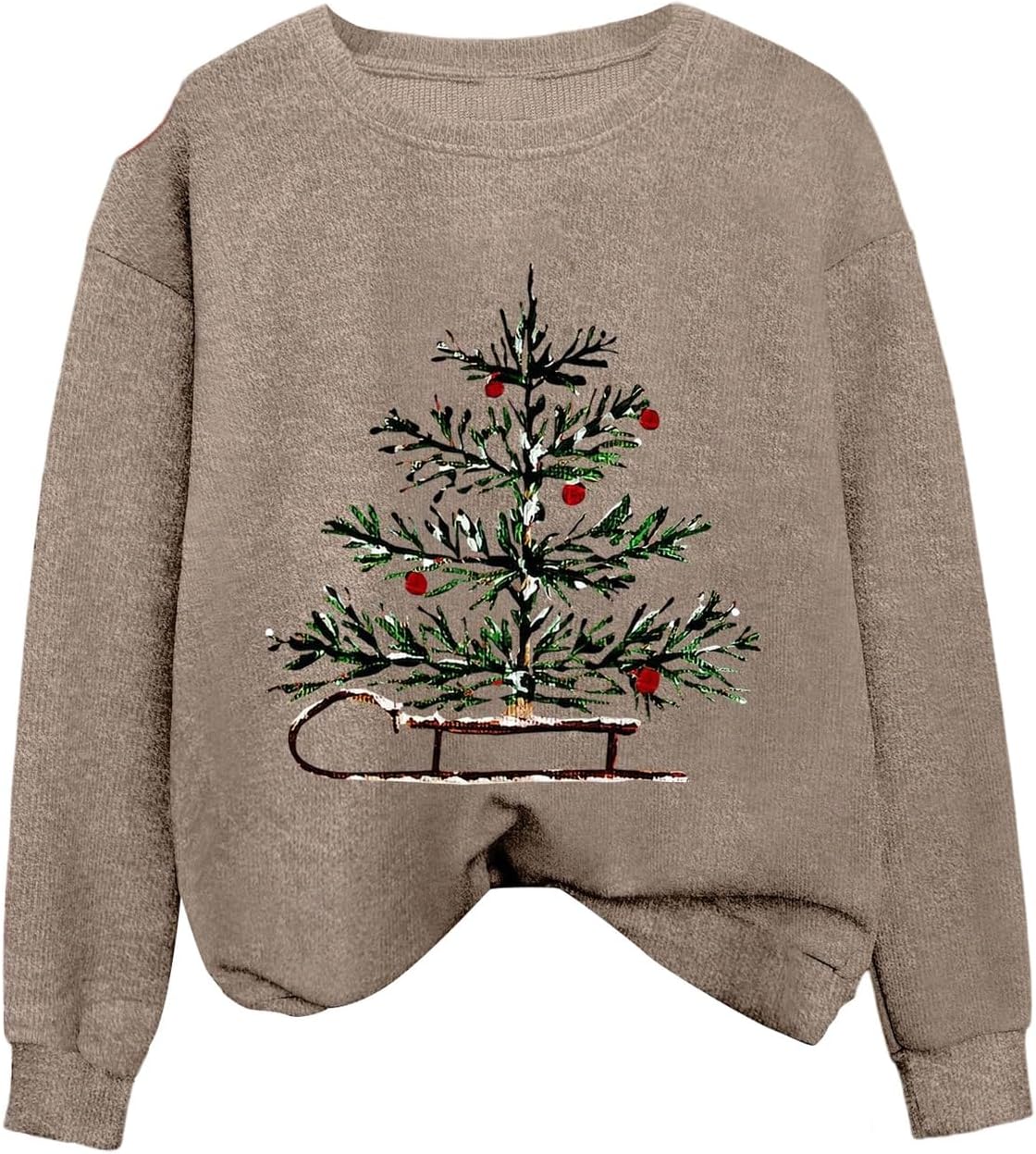 Floerns Women's Tree Print Long Sleeve Fall Sweaters Festival Crewneck Pullover Knit Tops