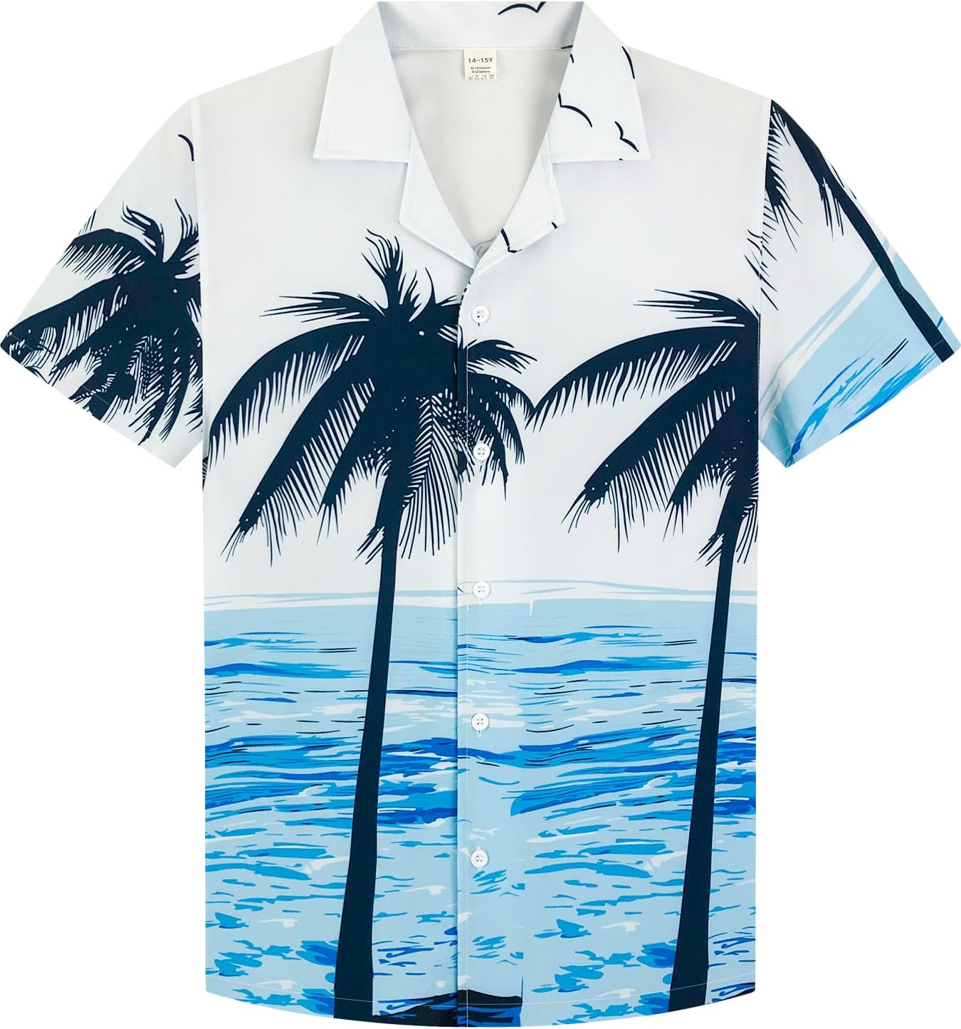 Boys Hawaiian Shirt Short Sleeve Button Down Dress Shirt Kids Summer Beach Aloha Top 4-15 Years
