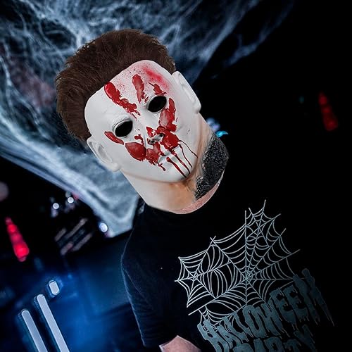 Miniatura 6 de Halford Halloween Michael Myers Mask, Scary Full Head Mask, Latex Creepy Face Masks Cosplay Costume Party Props for Adults
