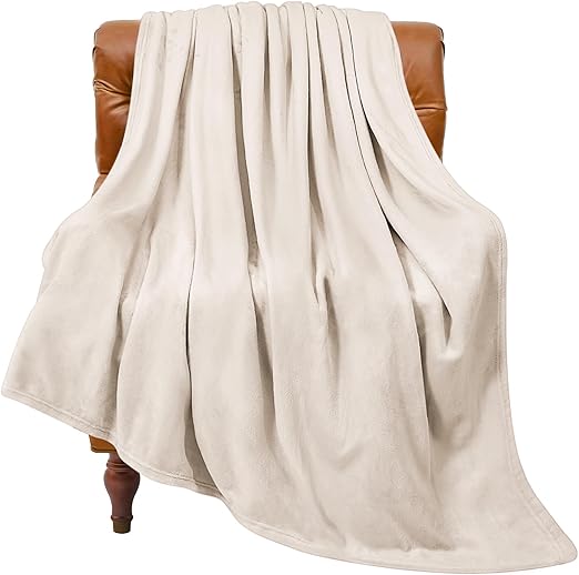 BEDELITE Fleece Blanket Beige Throw Blankets for Couch & Bed, Luxury Plush Cozy Fuzzy Blanket 50" x 60", Super Soft Warm Lightweight Throw Blanket for Travel Camping