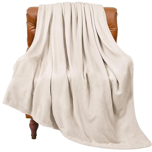 BEDELITE Fleece Blanket Beige Throw Blankets for Couch & Bed,