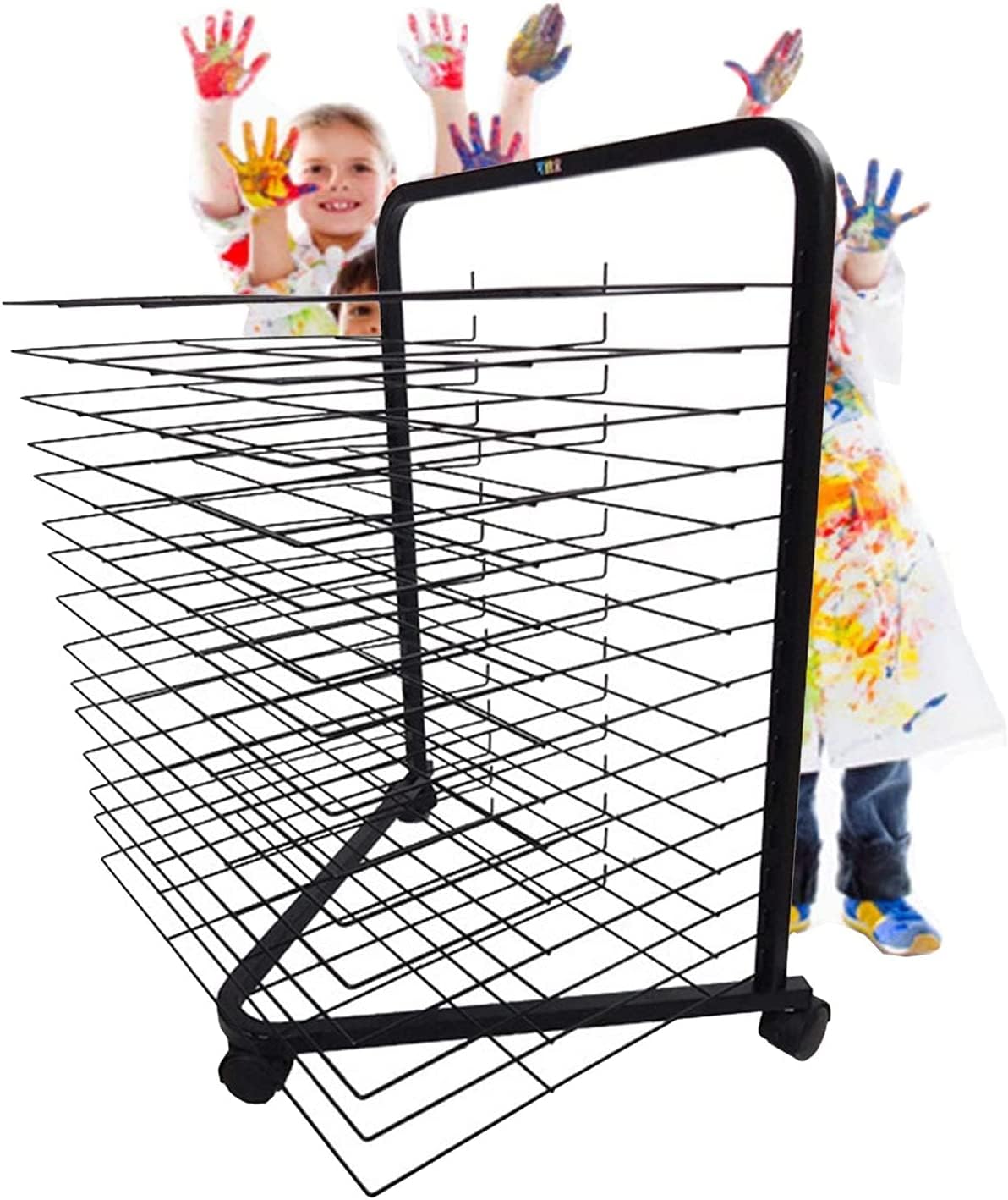 JYHHGDS Art Drying Rack for Classroom Art Drying Rack, Drying Easel with Pulley, Art Studio, Education Product Drying Rack, Space-Saving Shelf to Protect Artwork When Drying