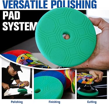 BATOCA P2 Rotary Car Polisher Buffer Sander 1000W Polishing Machine 6inch | Polishing Pads Kit for Car Floor Detailing Polish Buffing 6 Speeds 1000-3800RPM Detachable 8m Cable Side&D-Handle Soft Start