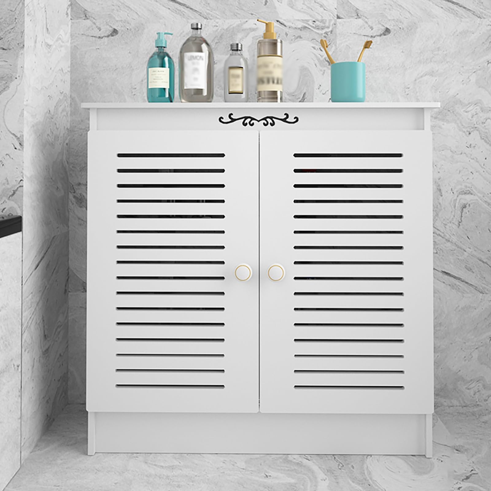 Generico Copritermosifone Bianco Moderno con ripiano portaoggetti - Elegante mobiletto riscaldante per l'arredamento della casa, Facile da Montare, Perfetto per Il Soggiorno (50x80x20 cm/19,68x31,49x