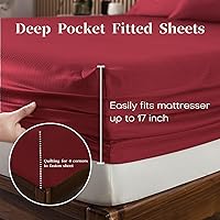 Vista 43 de HENGWEITEXT 18 Inch Cal King Sheets Deep Pocket,4 Piece Sheet Set Breathable and Cooling,Microfiber Sheet Set Deep Pocket,Wrinkle Free Shrinkage &