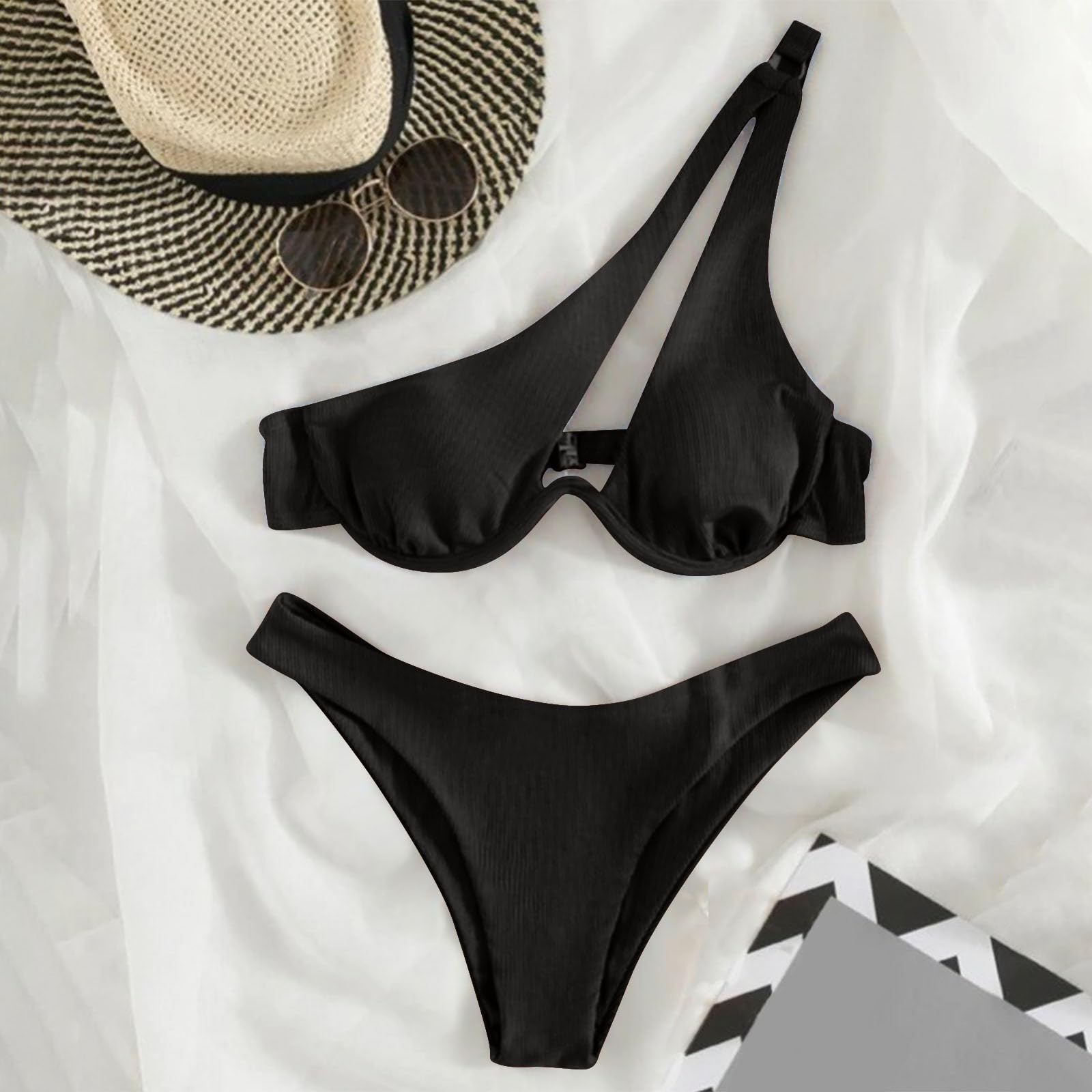 Generico Seksowny damski strój kąpielowy dwuczęściowy strój kąpielowy push-up pełne stroje kąpielowe z wysokim stanem seksowny zestaw bikini wyściełany trójkąt biustonosz górne stringi plażowe stroje