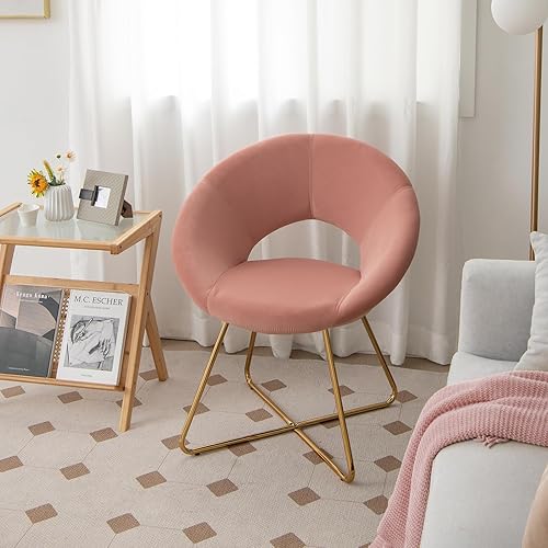 Miniatura 11 de Giantex Silla decorativa moderna de terciopelo, cómoda y bonita, silla de escritorio tapizada, carga máxima de 300 libras, sillón individual