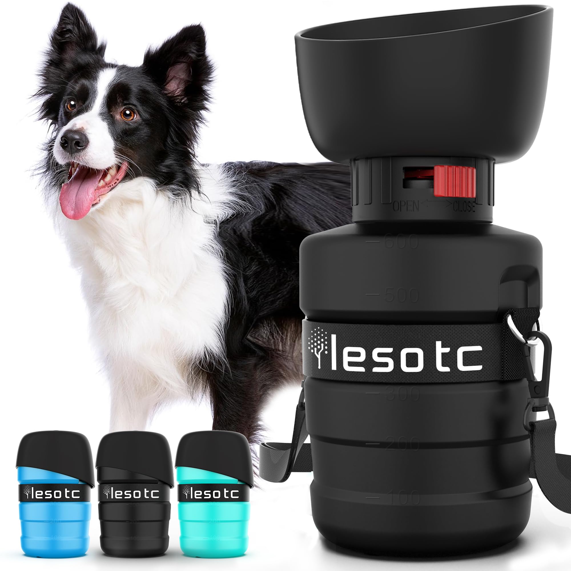 lesotc Dog Water Bottle, Portable Dog Water Dispenser, Leak Proof Dog Travel Water Bottle, Squeeze Pet Water Bottle for Walking On The Go, Dog Hiking Accessories for Outdoor, Hiking, Travel