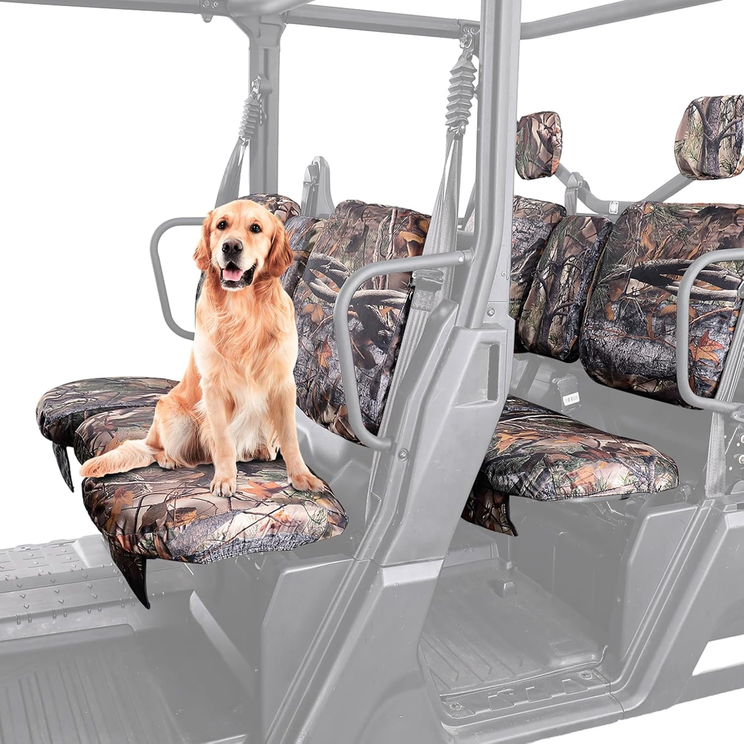 KEMIMOTO UTV Seat Covers Camo, Waterproof Repellent Compatible with Can Am Defender Max Front Two Doors Split Bench Seat Covers- Camo
