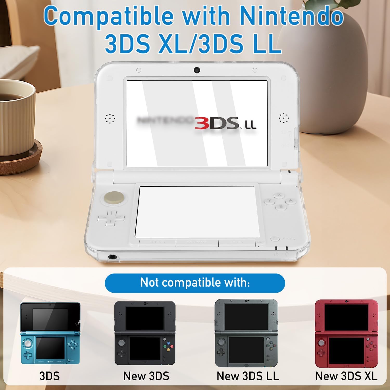 inRobert 3 in 1 Accessories kit for Nintendo 3DS LL/XL, with Clear Hard Case, Screen Protectors (Tempered Glass & PET) and Stylus Pens Compatible with 3DS XL/LL Console — view 2