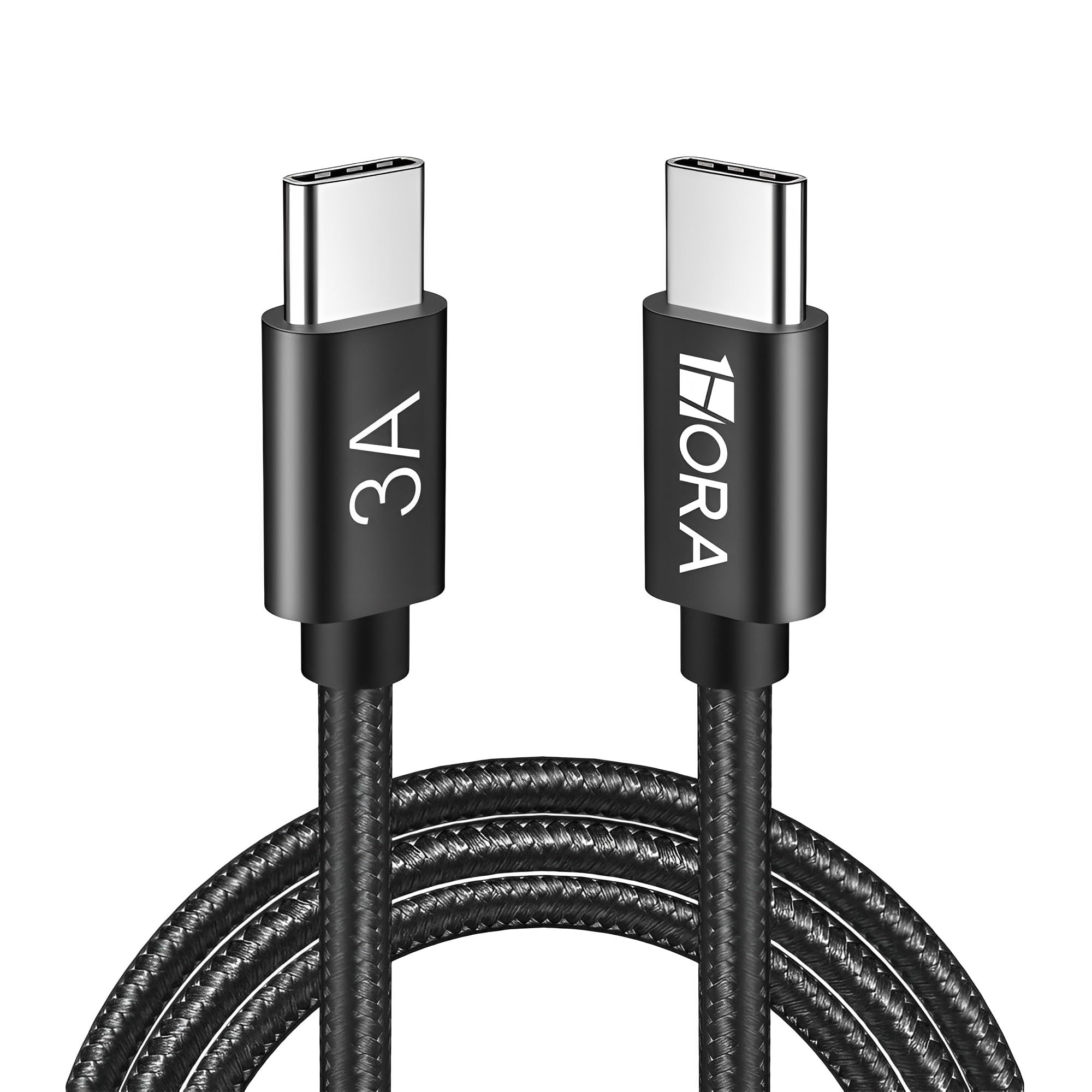 Cabo Usb C 1Hora, Carga Rápida 3A Macho/Macho 1Metro Preto, Carregamento Rápido,