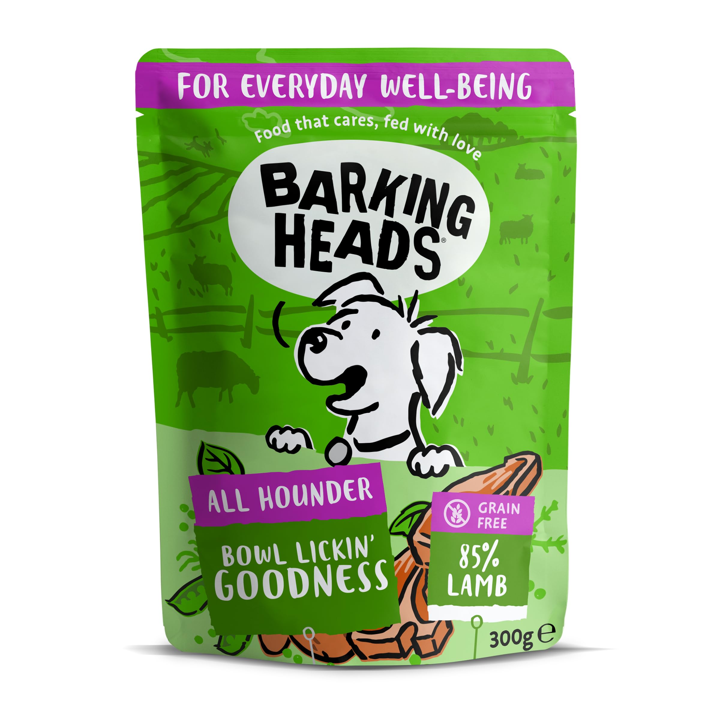 Barking Heads Wet Dog Food - Chop Lickin' Lamb - No Artificial Flavours - Grain-Free Recipe (10 x 300 g)