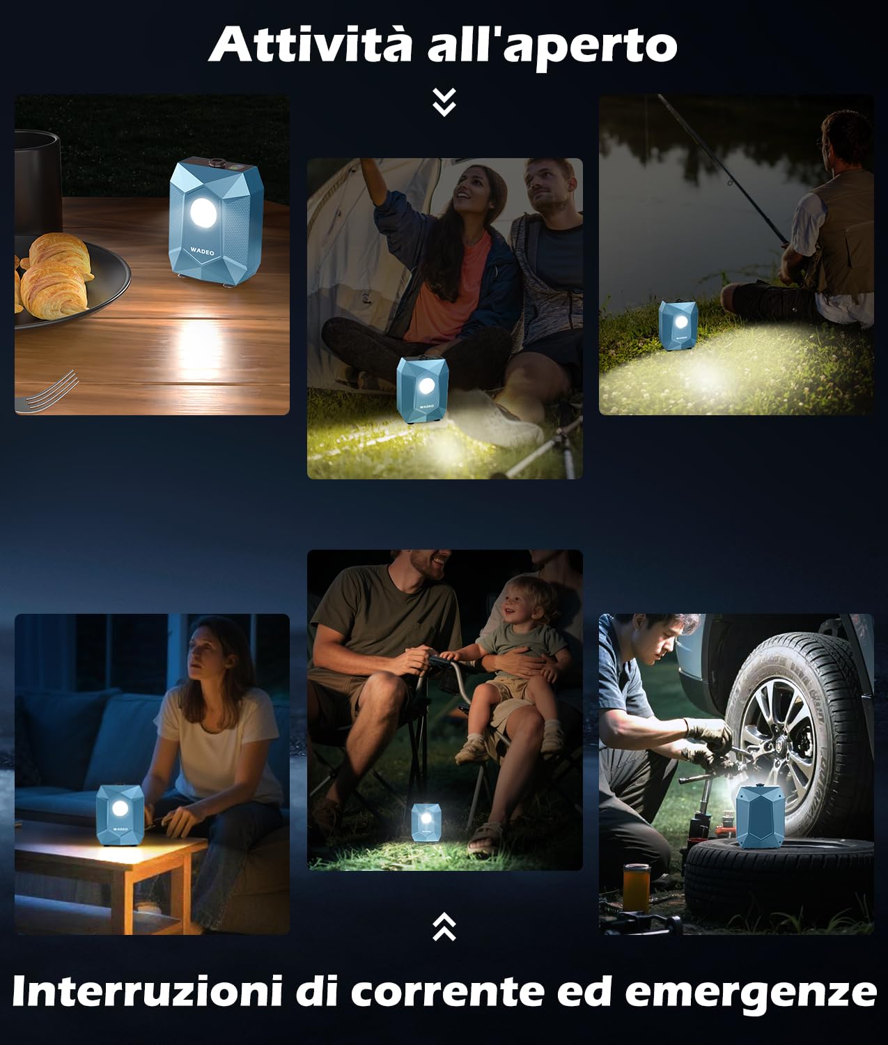 WADEO Doccia da Campeggio, [Secchio Pieghevole da 20L] [6000mAh] Pompa Doccia a Batteria Ricaricabile, Doccia Portatile per Spiaggia, Animali, Auto, Giardino