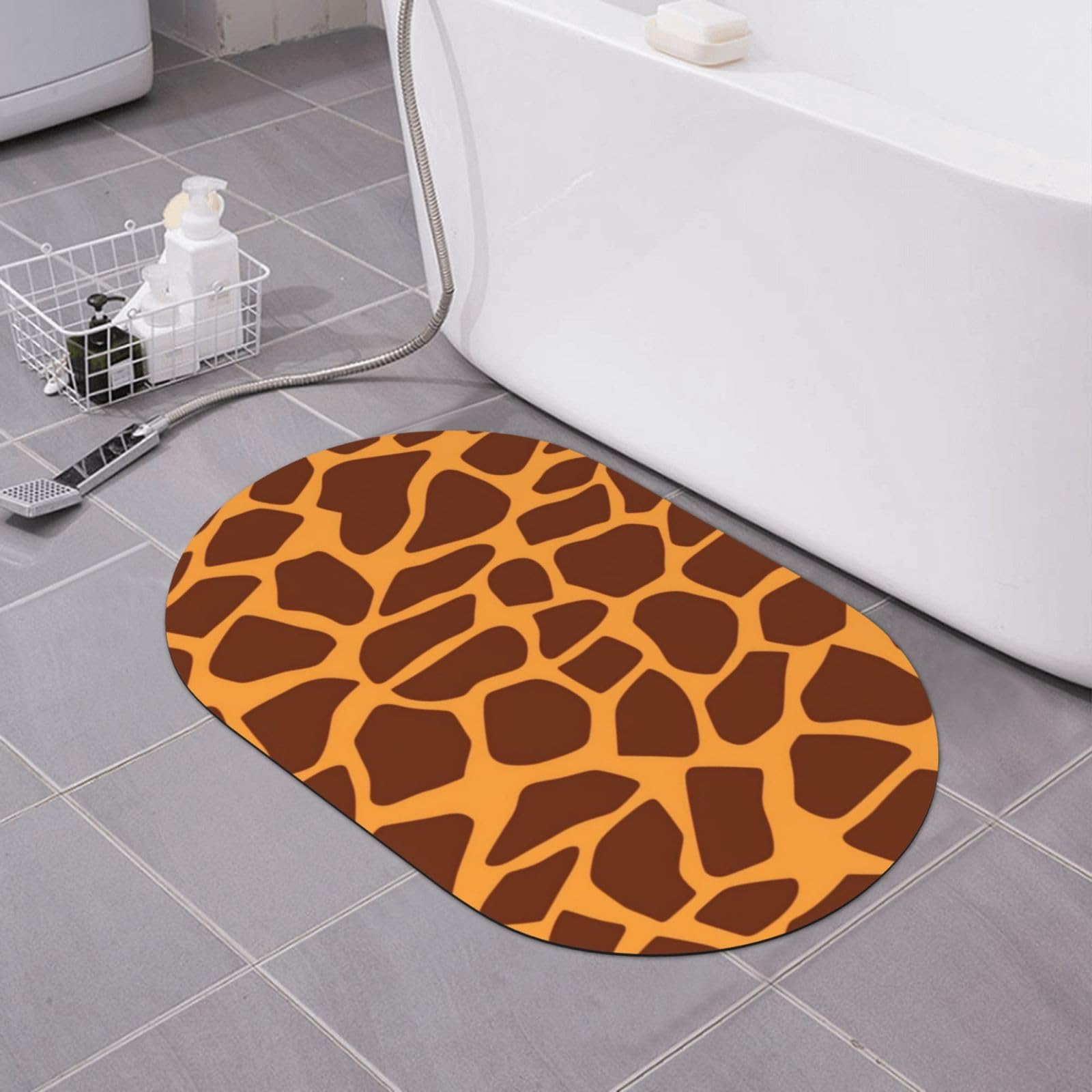 Tapis de bain douche antidérapant terre de diatomées girafe VACSAX