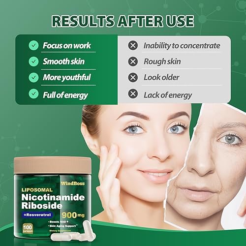 Miniatura 7 de Suplemento liposomal NAD+ con ribósido de nicotinamida y resveratrol, refuerzo NAD para energía celular, antienvejecimiento y metabolismo -