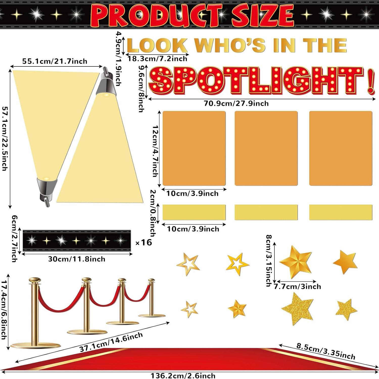 Movie Star Bulletin Board Decorations Set Look Who's in the Spotlight DIY Photo Name Classroom Decor Colorful Movie Night Paper Cutouts for Teacher Back to School Class Chalkboard Wall Door Supplies image 2