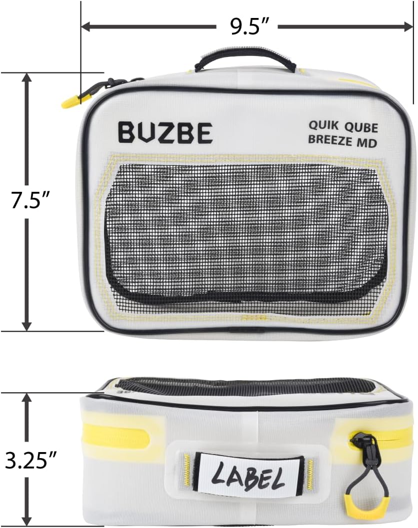 BUZBE Quik Qube Breeze, Breathable Gear Pouch, Zippered Packing Cube, Fishing Organizer Bag, Soft Sided Tackle Box - Medium Deep