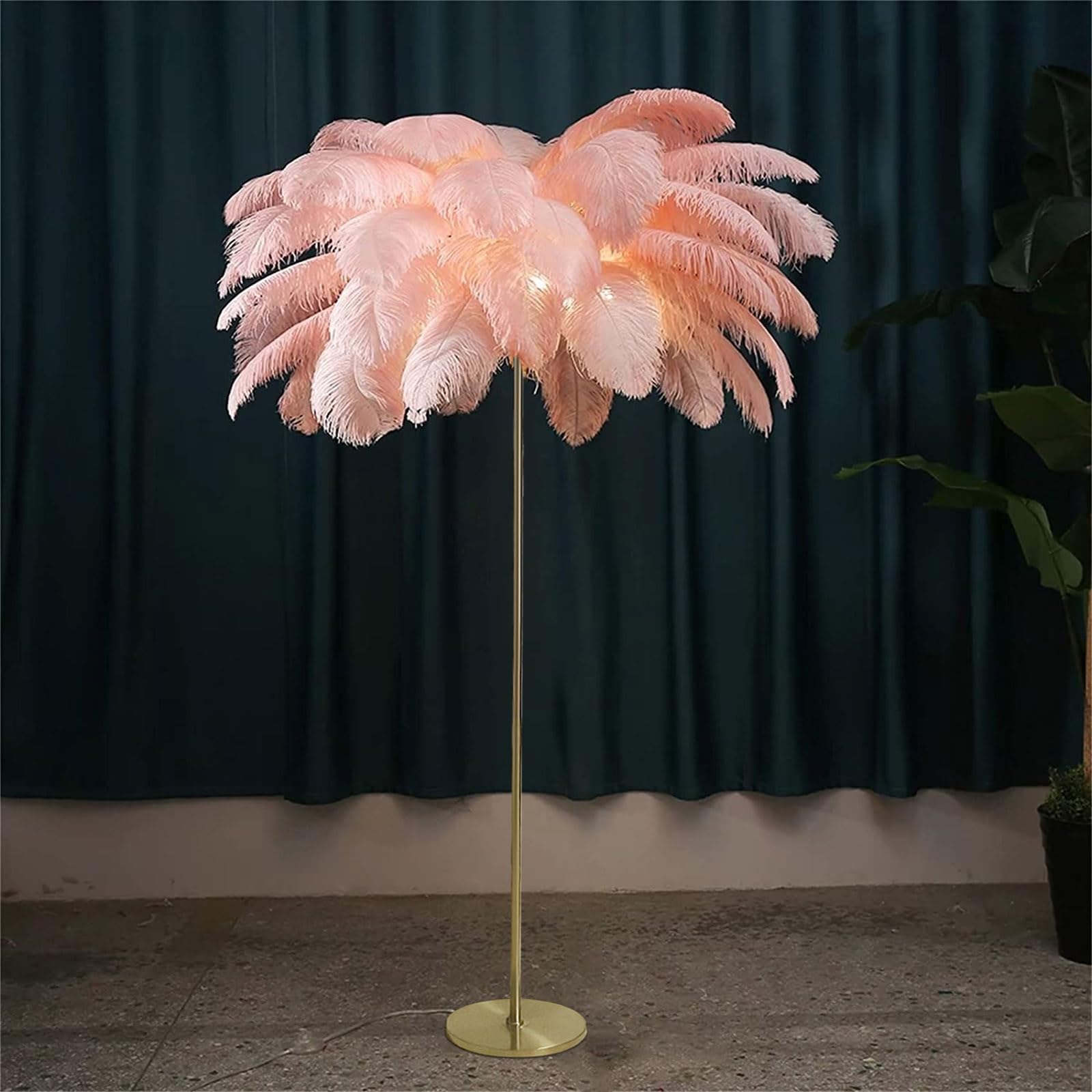 Lampadaire en plumes d'autruche dimmable avec 6 ampoules pour chambre