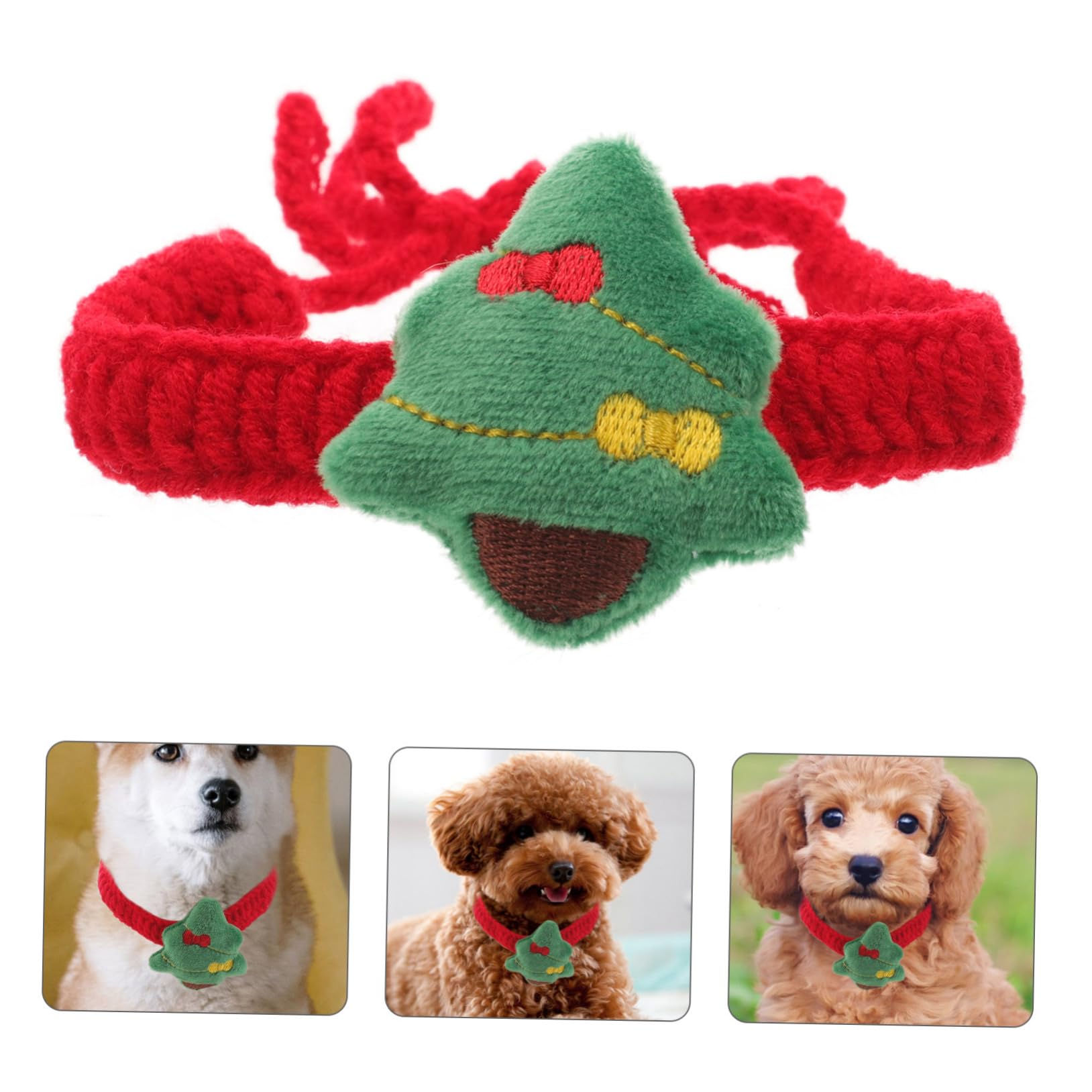ABOOFAN Collier de Noël Tricoté Ajustable pour Chat et Chiot Collier pour Animaux de Compagnie avec Noeud
