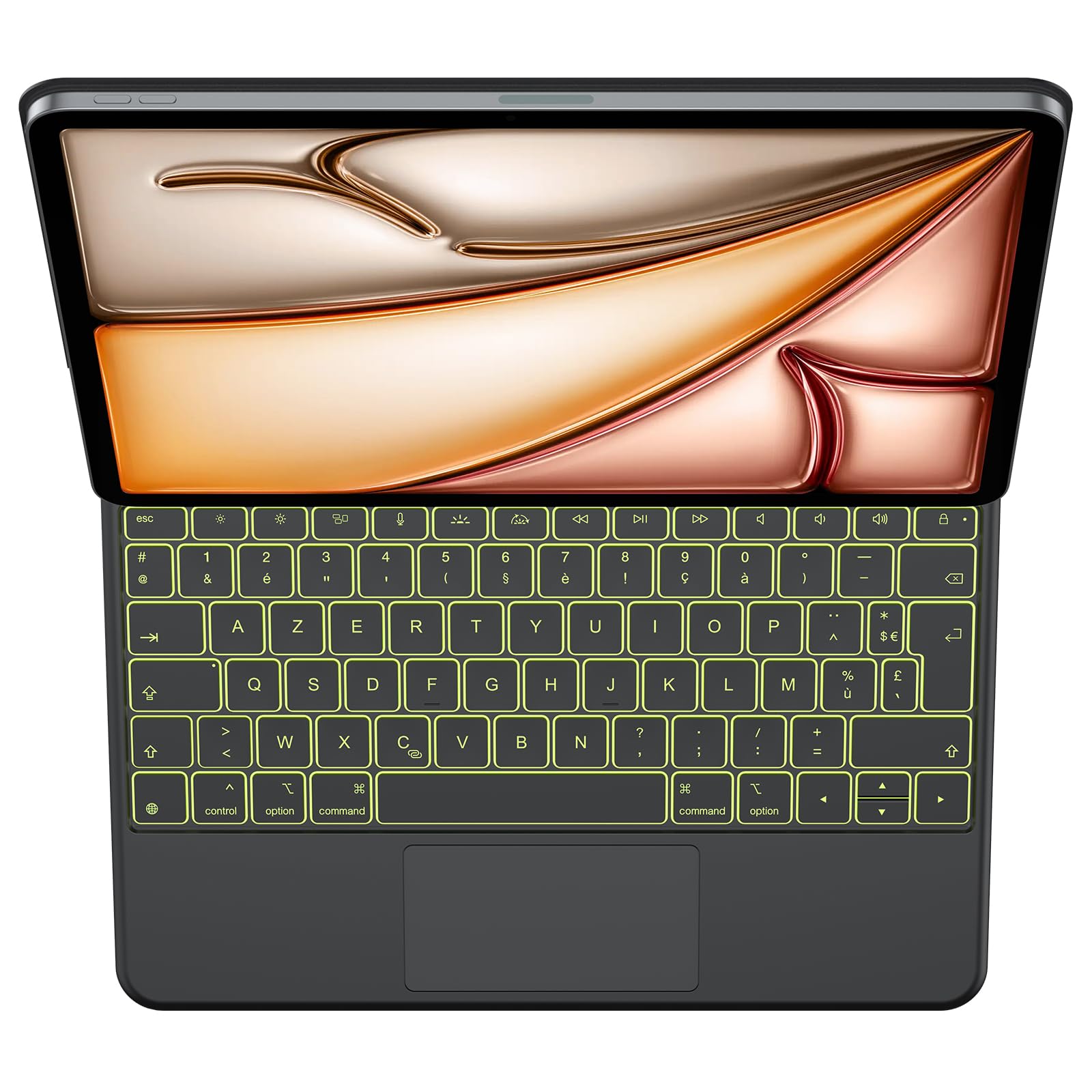 OMOTON Clavier AZERTY pour iPad Air 13 Pouces (M4/M3/M2) Magic Keyboard iPad Pro 12.9 (6/5/4/3 Gen), Pavé Tactile Intégral, Étui Clavier sans Fil magnétique Rétroéclairé, Portable, KC014