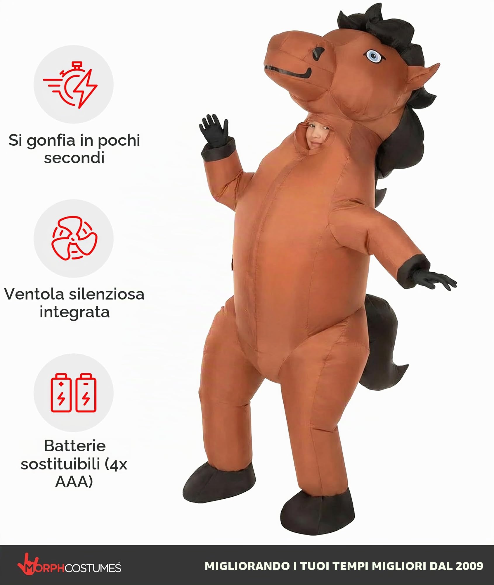 Morph Prancing Horse Costume Gonfiabile Cavallo Bambino, Costume Carnevale Halloween Cavallo Gonfiabile