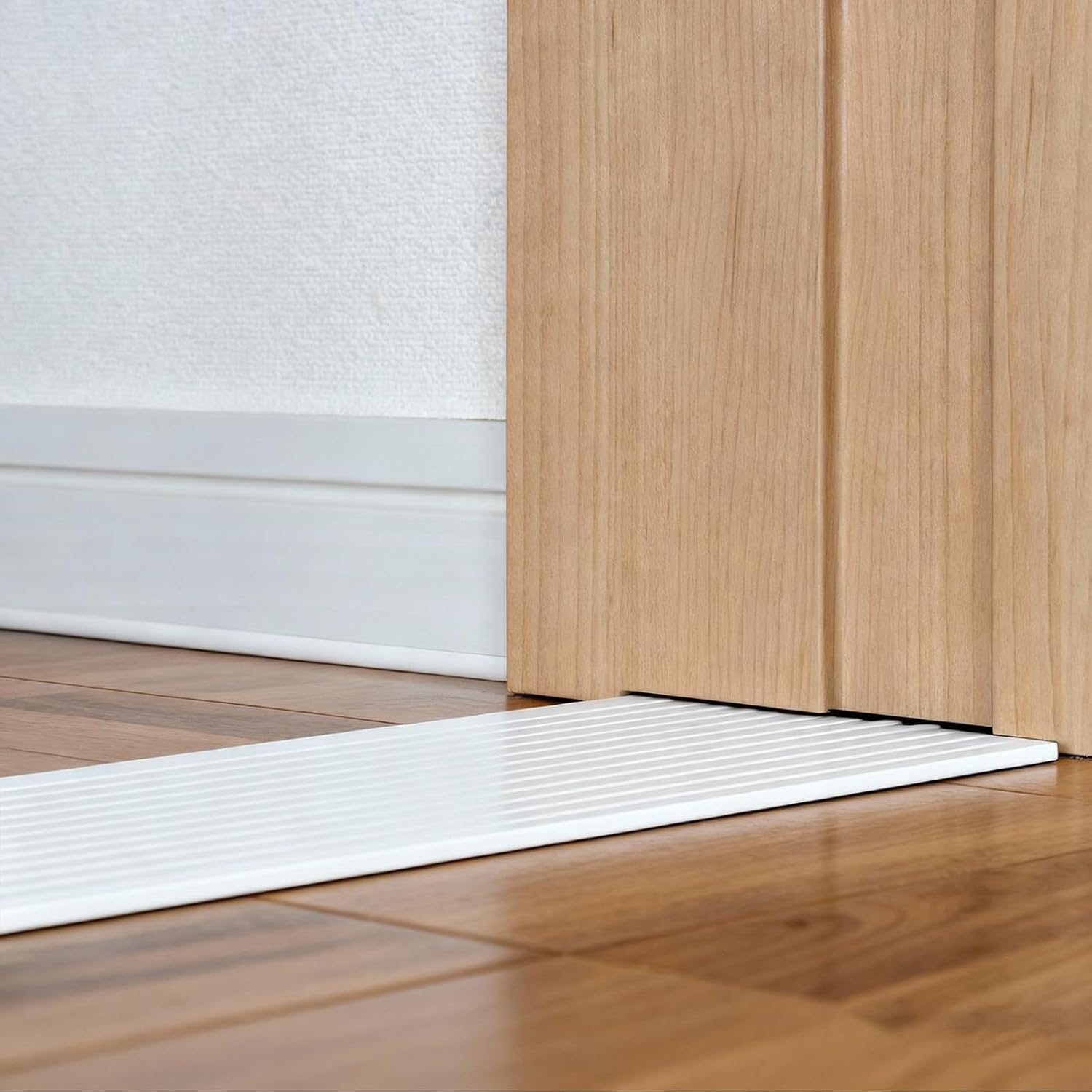 Zonon 2 Pcs Aluminum Door Threshold 12 x 48 Inches Anti-Slip Floor Thresholds Strip Easy to Cut and Install for Flat Transition Saddle Low-Profile Doorways Sill