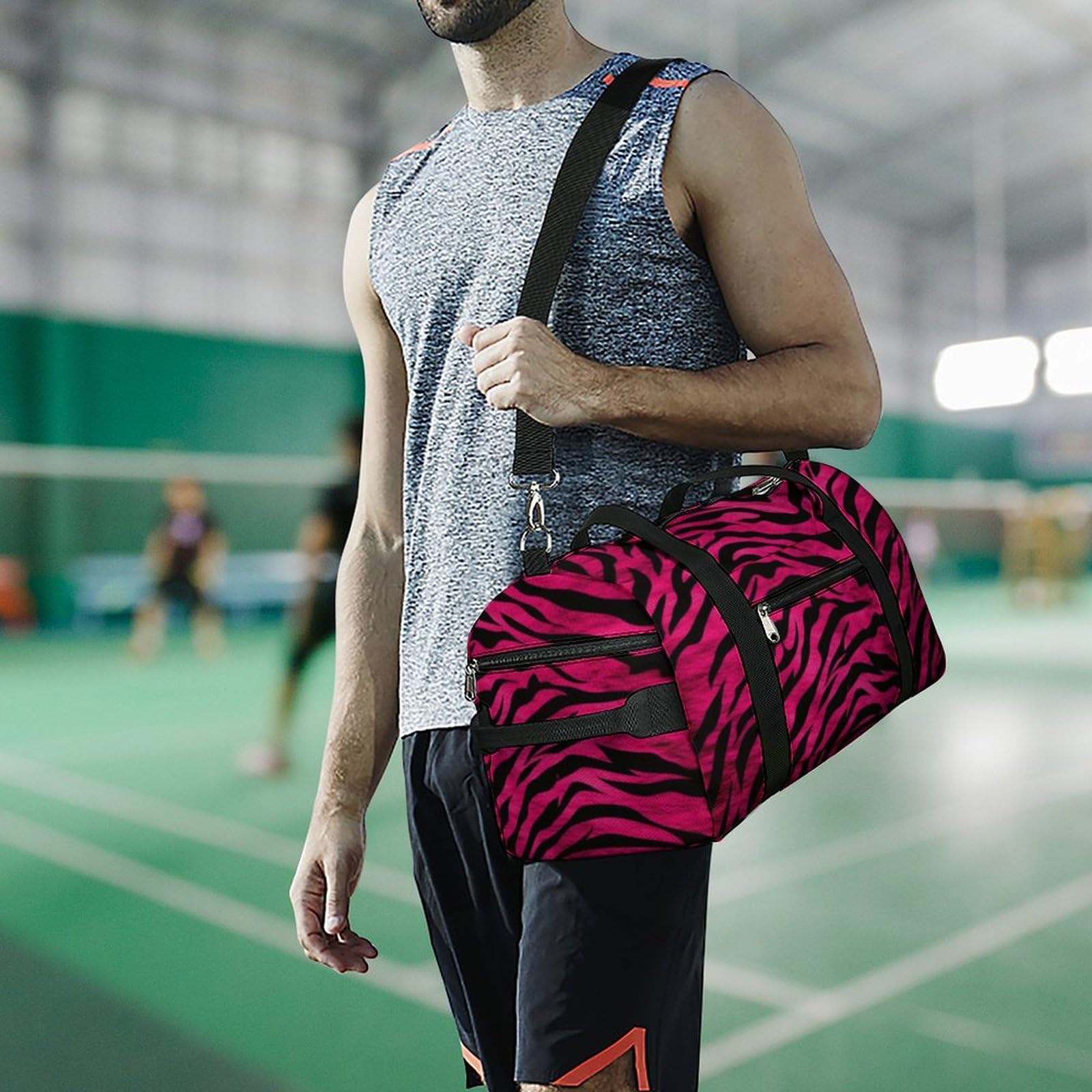 Turnbeutel für Damen und Herren, Zebra-Tiger-Leopardenmuster, wiederverwendbar, Turnbeutel mit Schuhfach, Stil, Einheitsgröße, modern, Stil:, Einheitsgröße, Modern