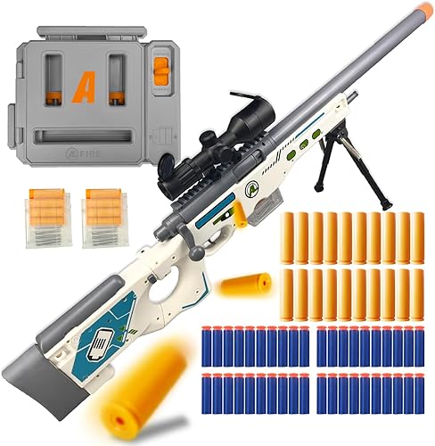 Miniatura 2 de AGM MASTECH AWM - Pistola de juguete de bala suave, diseño de expulsión de carcasa vacía, alcance mejorado, cargador de dardos rápido, 140 dardos de