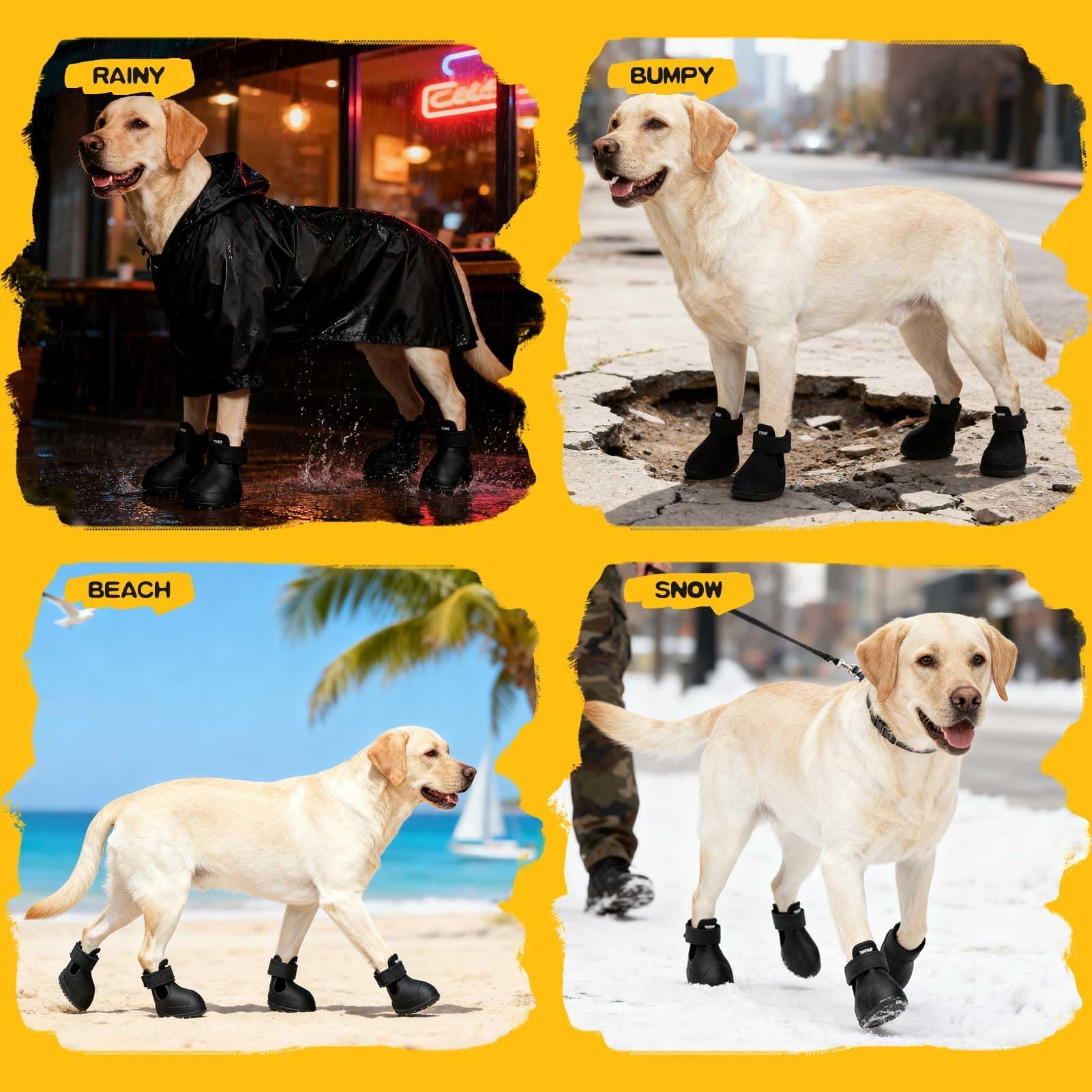 EXPAWLORER Chaussures pour chiens de petite, moyenne et grande taille, imperméables et antidérapantes pour l'hiver avec chaussettes, faciles à mettre et à enlever, bottes et protections de pattes pour