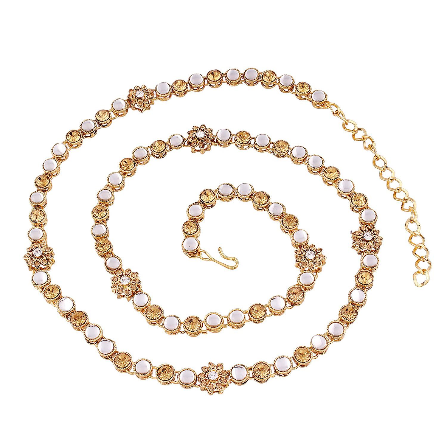 Peora Traditional Jewellery 18K Gold Plated Kundan Waist Belt Kamarband Belly Chain for Women Girls (B07J44TX76) Amazon Price History, Amazon Price Tracker