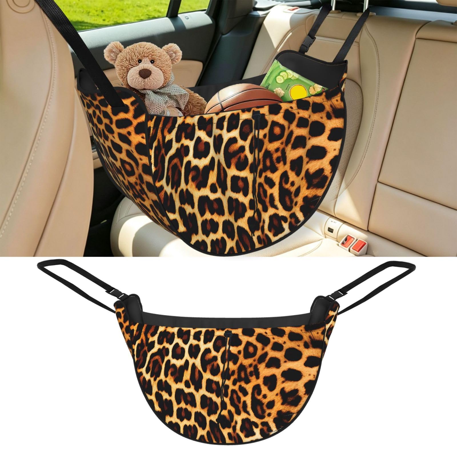 Cntdbu Black Stripes On Leopards Car Seat Organizer-Backseat Storage Bag For Travel