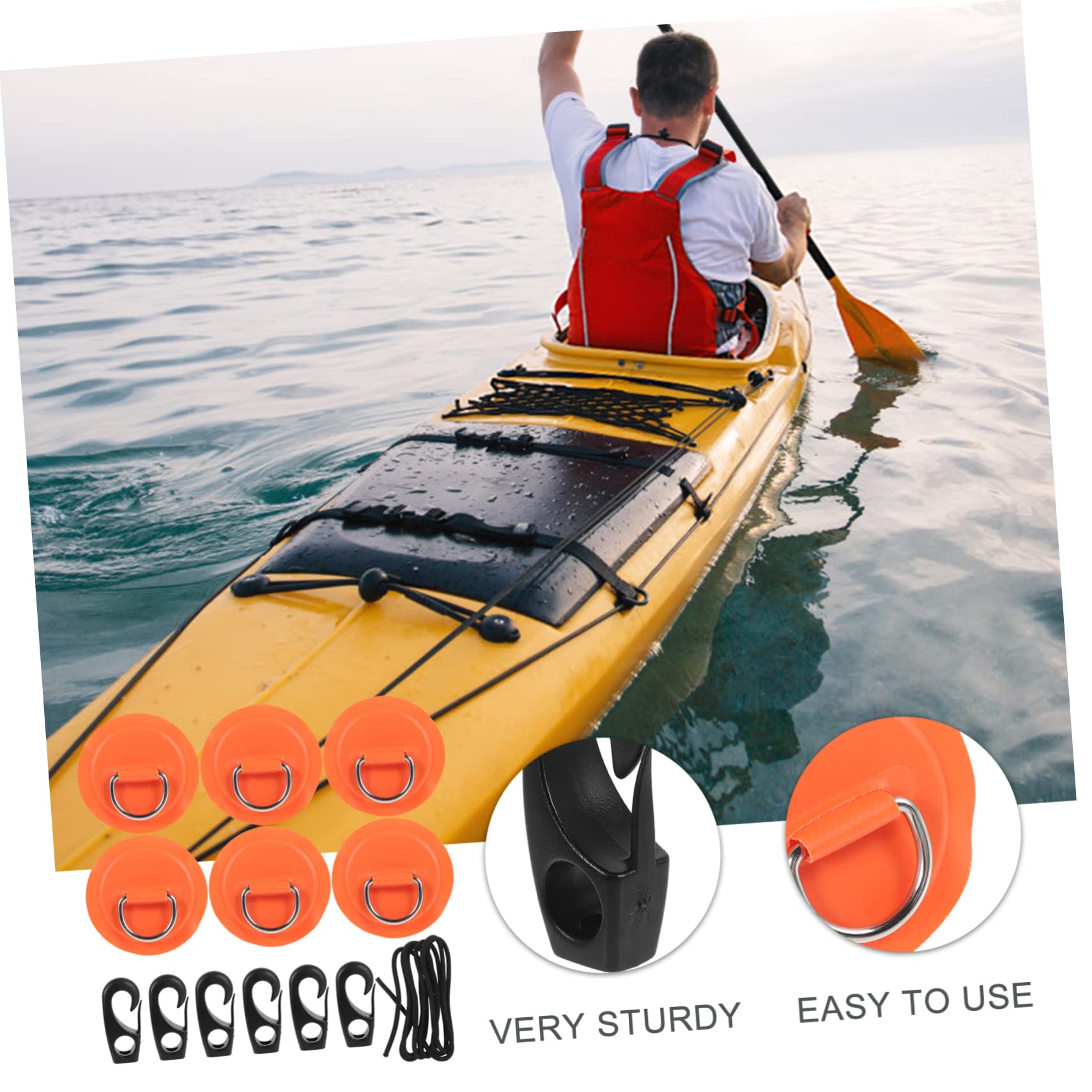BESTonZON D-Ring Patch Satz aus PVC und Edelstahl 1 Bausatz für Kajak und Schlauchboot Leicht Robust für Deckrigging und Bootszubehör | Edelstahl und Nylon, Zuverlässige Verbindung, Leichtes Zubehör für Deck und Boot