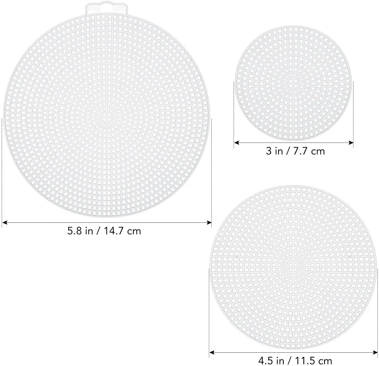 Plastic Canvas Sheets 30pcs Round Cross Stitch Grid Sheets 14.7cm 11.5cm 7.7cm Plastic Mesh DIY Circular Canvas Sewing Project