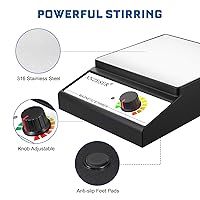 Vista 4 de Agitador magnético con barra de agitación, placa de agitación magnética de 3000 RPM, capacidad máxima 101.4 fl oz mezclador magnético