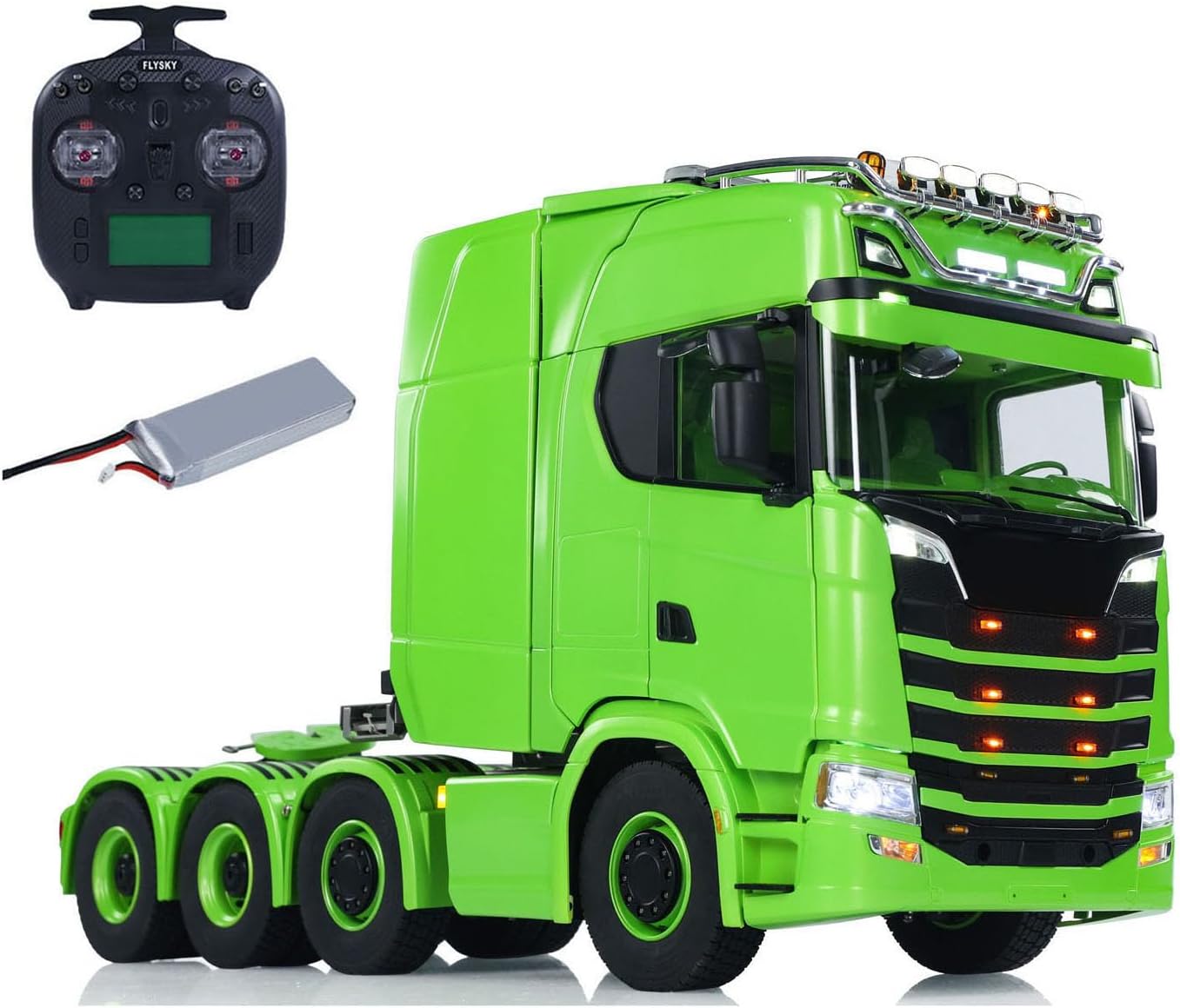 8x8 Metal Chassis 1/14 RC Tractor Truck 770S Remote Control Lorry ST8 Radio Battery RTR Warning Lights Spotlight Magnetic Roof Hobby Grade Model