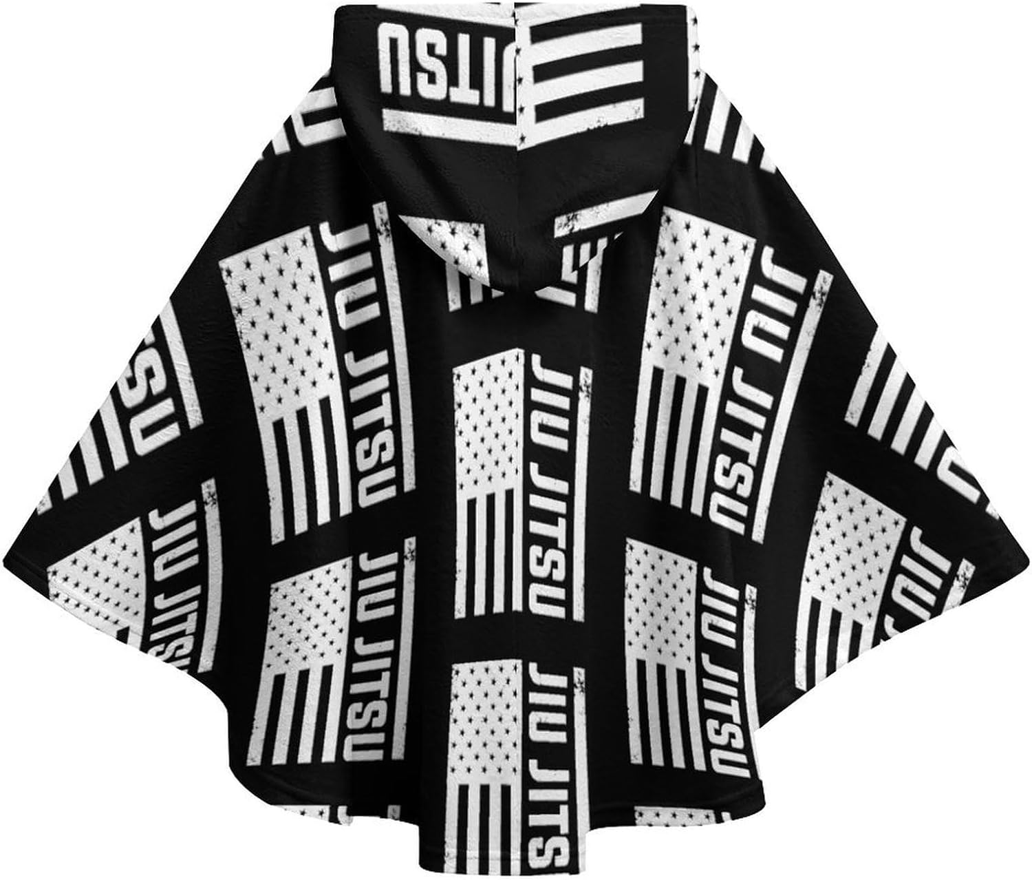 Jiu Jitsu U.S.A. Flag Wearable Blanket with Hooded Flannel Blankets Cape with Pocket