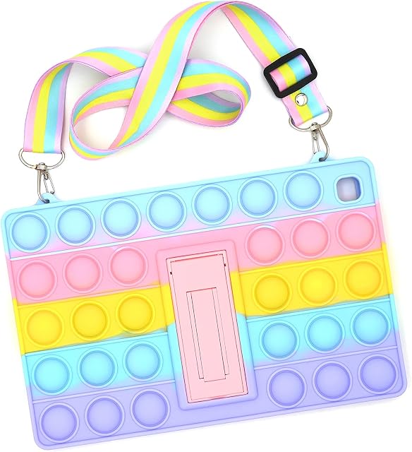 Besound Fidget Toys Cute Case, Pop Rainbow Bubble Silicone Case Compatible with Samsung Galaxy Tab A7 10.4 2020 Case (SM-T500/ T505/ T507), Relieve Stress pop Case(Lovely Bubble)