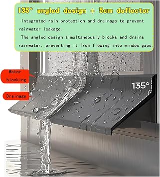Rain Drip Guard,Self-Adhesive Rubber Rain Drip Edge Diverter for Doors & Windows, 5.5cm x 4m (13.1ft) - Prevent Rainwater Backflow & Protect Your Home from Water Damage