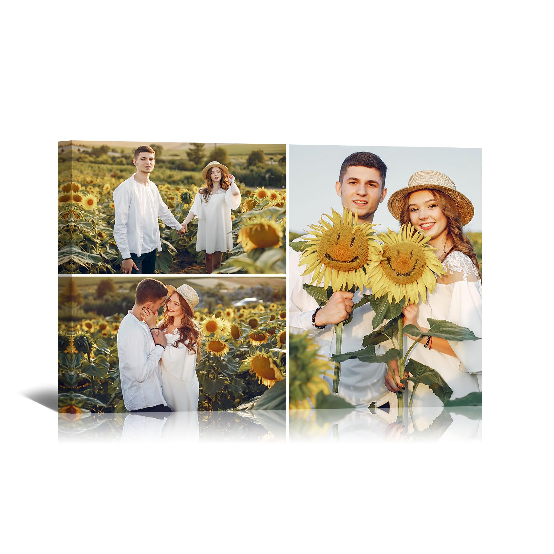 WITRN Personalised 3 Photo Collage Canvas Prints Custom Multi Picture Framed Wall Art, Personalised Gift for Women Mum Dad Couples Pets, Family Photo Canvas Home Decor76x51 cm (30x20in) — image 1