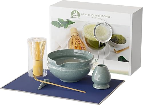 Juego de batidor de matcha de 7 piezas, kit perfecto de matcha para los amantes del matcha, incluye cuenco de cerámica, batidor de bambú, soporte,