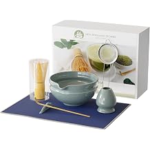 7 Pcs Matcha Whisk Set, Perfect Matcha Kit for Matcha Lovers Includes Ceramic Bowl, Bamboo Whisk, Holder, Scoop, Sifter & Cloth