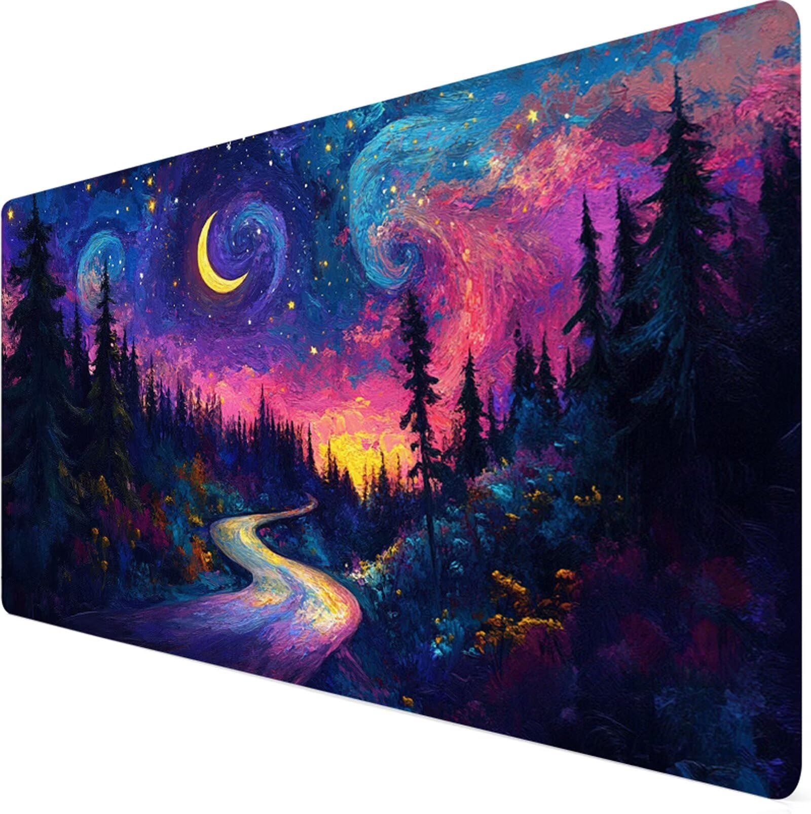 Podkładka pod mysz XXL 1200x600x3mm podkładka pod mysz drzewo podkładka pod mysz księżyc poprawia precyzję i szybkość, wodoodporne antypoślizgowe, szyte krawędzie, akcesoria do gier, komputer, prezent