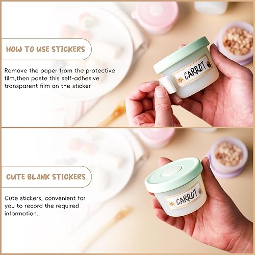 Miniatura 6 de DIMBRAH Recipientes de silicona para alimentos para bebés, 12 unidades, recipientes de almacenamiento de alimentos para bebés de 5 onzas con tapas,