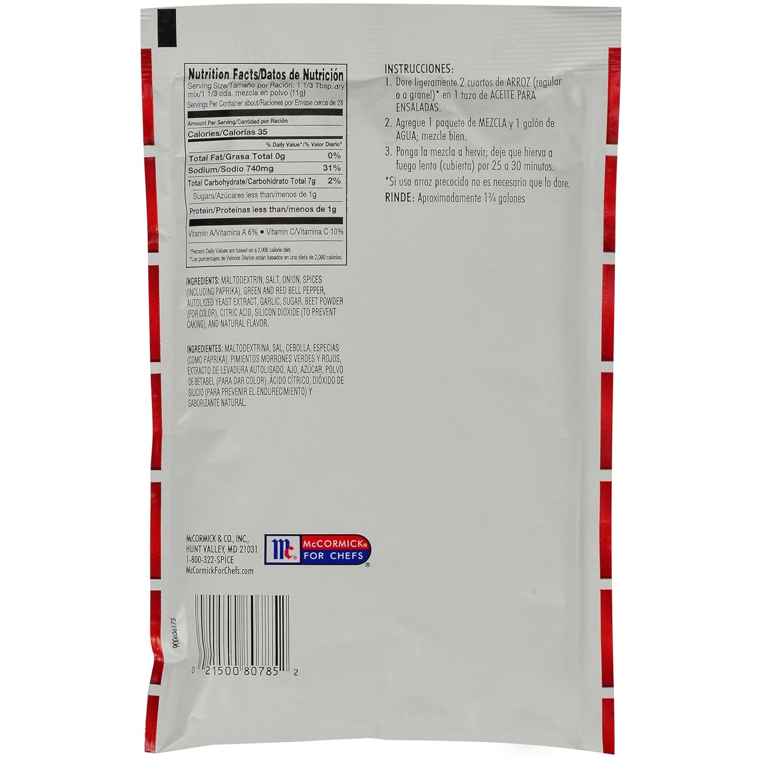 Lawrys Mexican Rice Seasoning Mix - 11 oz. package, 6 per case
